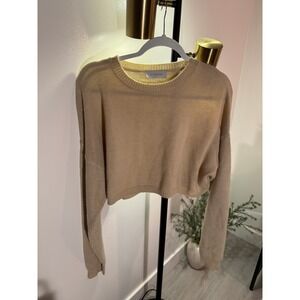 All Things Golden med tan cropped summer sweater bonfire beach elevated knitwear